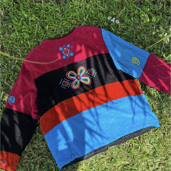 Vintage Funky Embroidered Patchwork Button Up Jacket - Picture 5 of 7